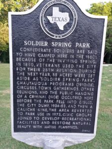 Texas historical marker at soldier spring park 